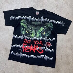 RARE Vintage 1997 Jurassic Park The Lost World‎ Face Your Fears T Shirt Black L